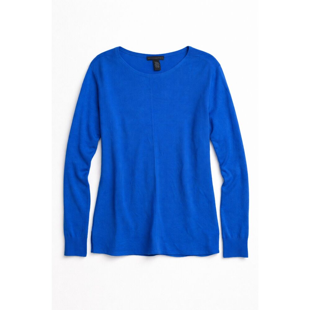 Grace Elements L Cobalt Blue Cashmere Blend Lightweight Knit Sweater Soft‎